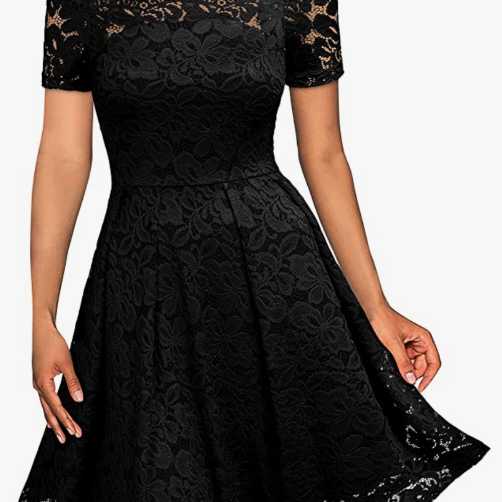MissMay Women's Vintage Floral Lace Short Dress